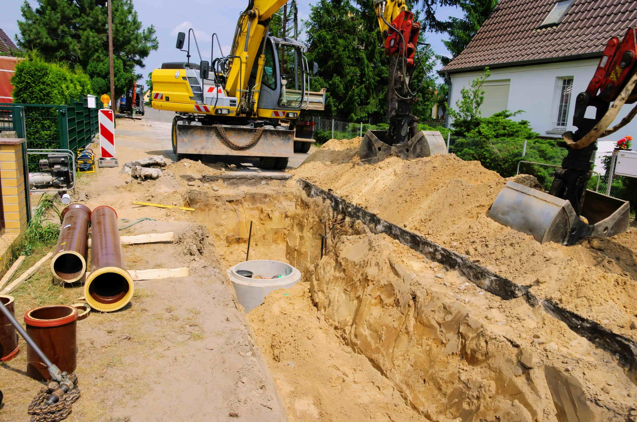 Bagger bei Tiefbau